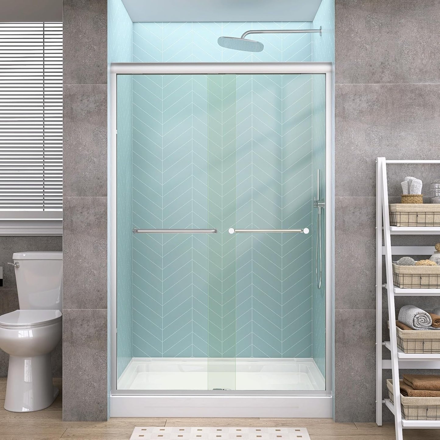 GETPRO Shower Door Sliding 46-48 in. W x 72 in. H for Bathrooms