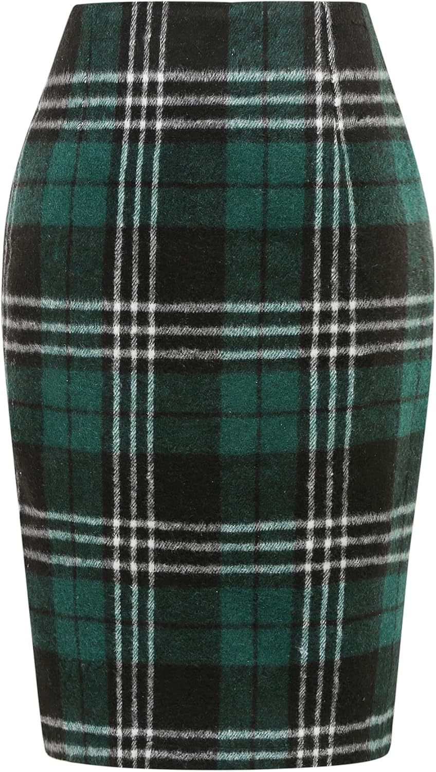 Plaid Skirts for Women Fall Winter Knee Length Pencil Wool Skirt