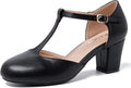 Womens T Strap Mary Jane Shoes Chunky Block Heel Ankle Strap Buckle is