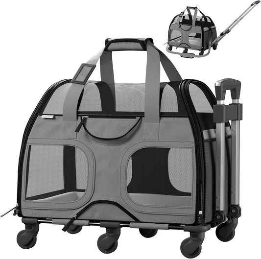 Katziela Rolling Pet Carrier for Small Dogs & Cats - Travel Bag