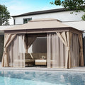 Outdoor Patio Gazebo 10ftx13ft with Double Roof and Mosquito Nets