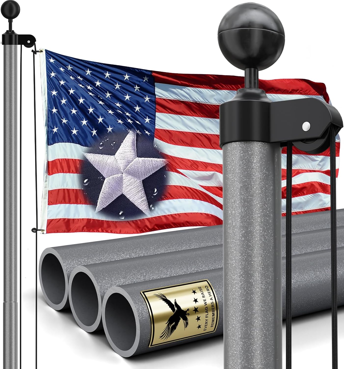 25FT Heavy Duty Flag Pole for Outside House - True Glory Edition