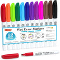 Shuttle Art Wet Erase Markers 12 Colors 1mm Fine Tip - Smudge-Free