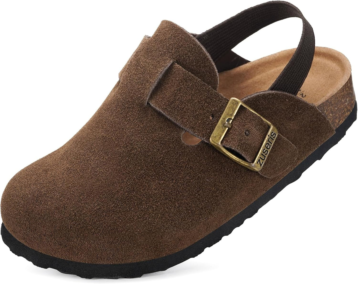 ZUSERIS Kids Suede Clogs with Cork Footbed for Comfort