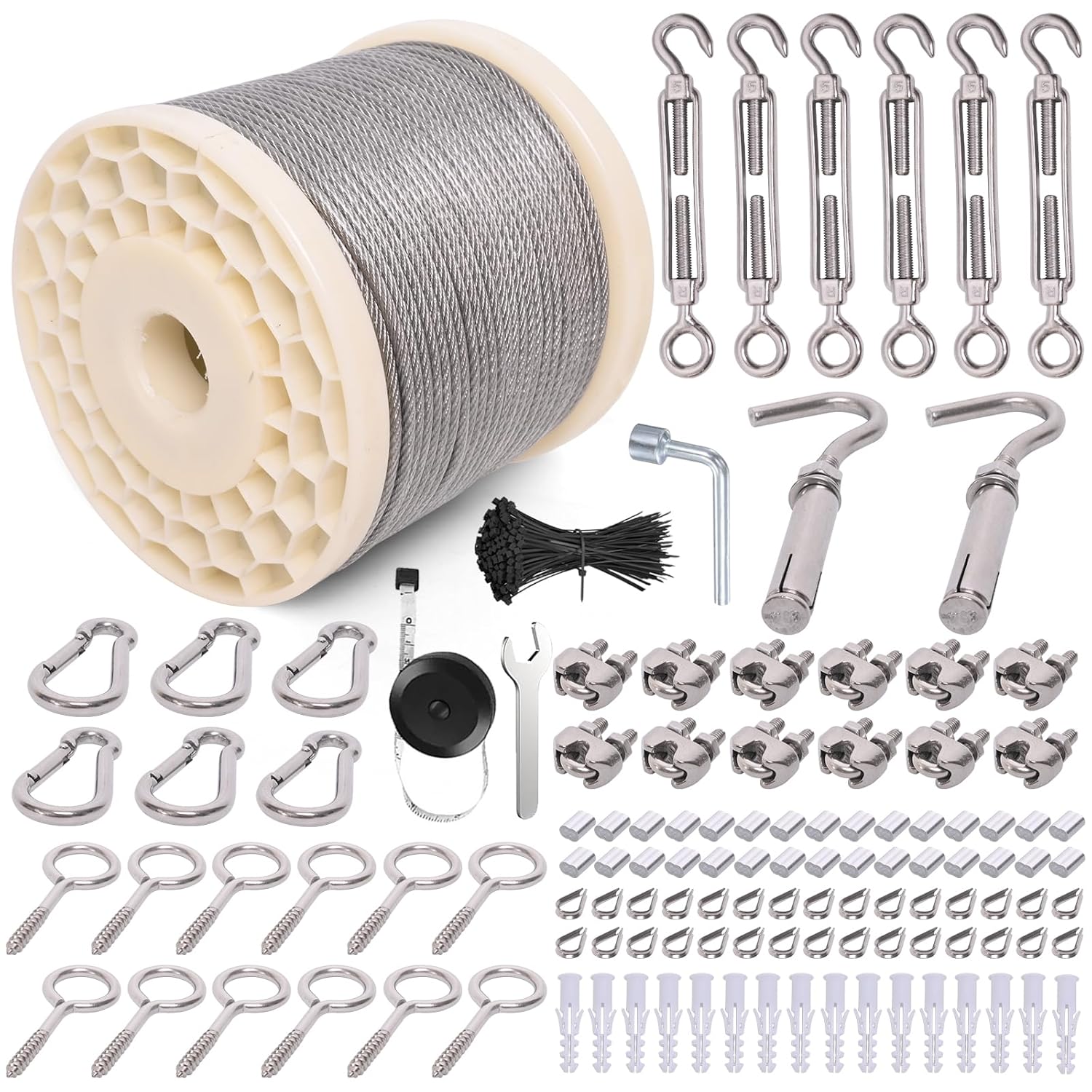 400FT 1/8in Wire Rope Kit for Outdoor String Light Hanging