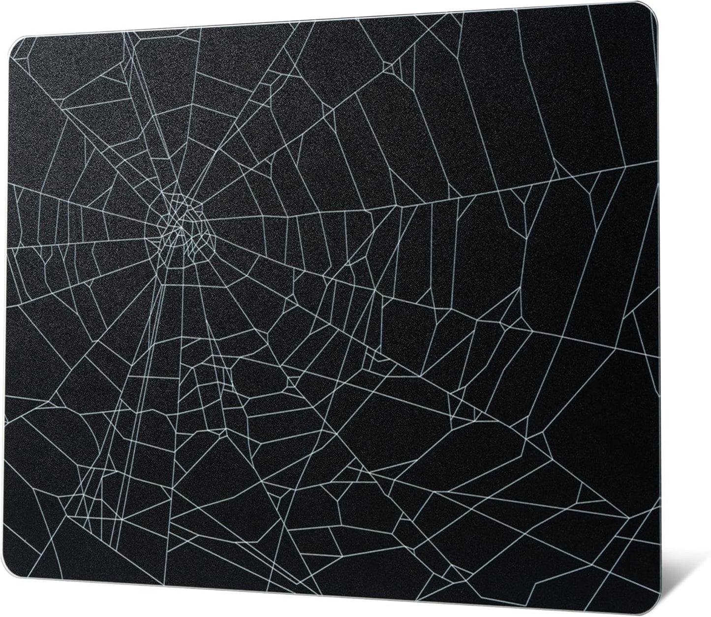 XVX Glass Mousepad for Gaming with Black Spider Web Design