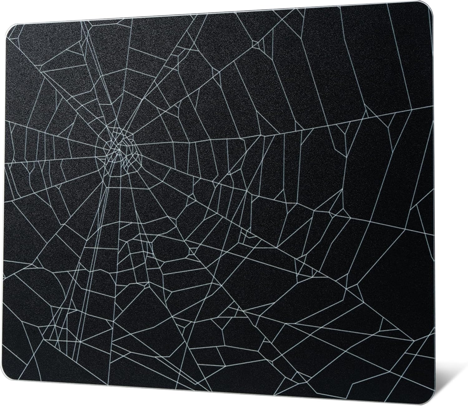 XVX Glass Mousepad for Gaming with Black Spider Web Design