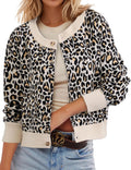 Leopard Cardigan Cropped Button Up Sweater - Stylish Layering Piece