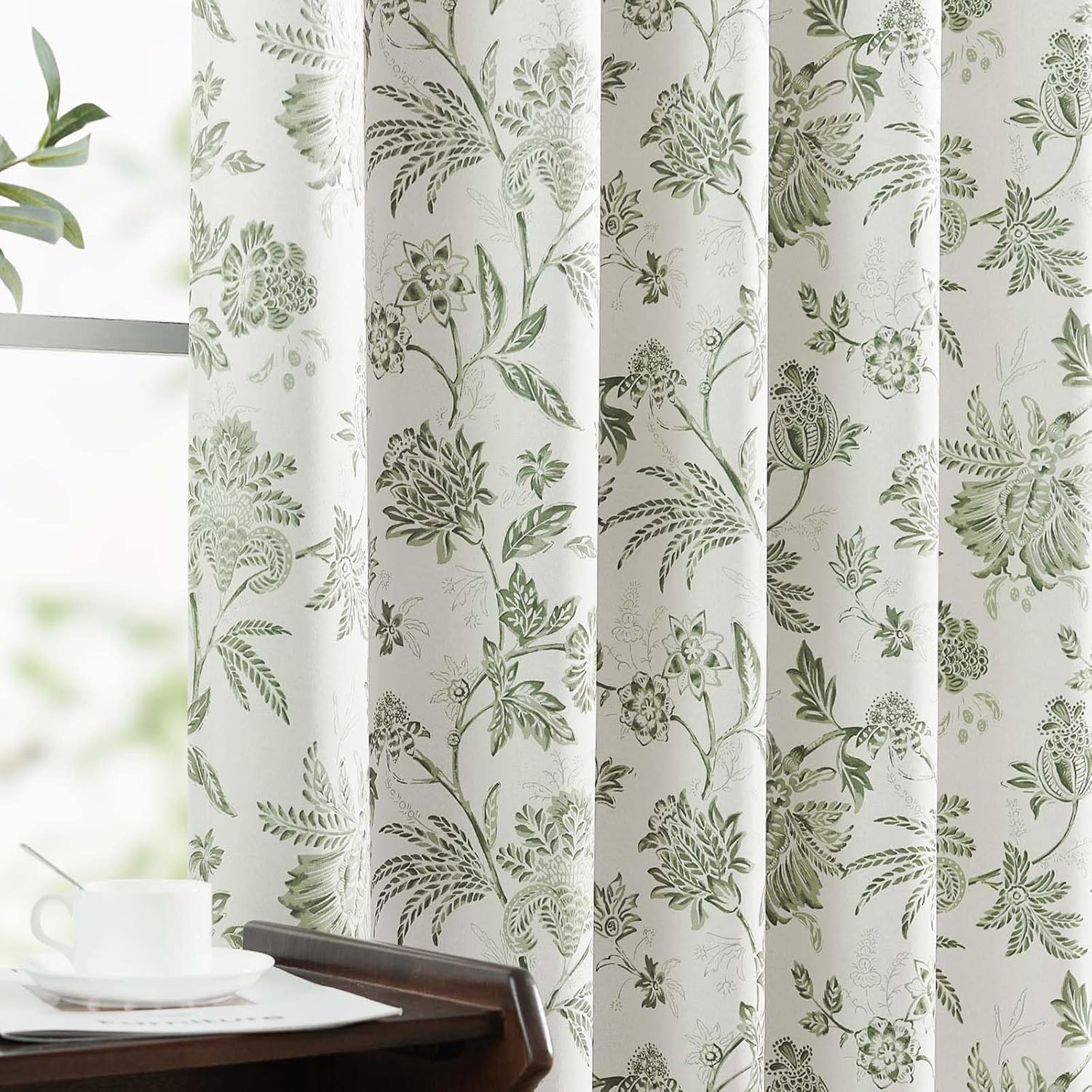 Vangao Blackout Curtains for Bedroom 96 Inches Long Floral Design