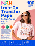 Iron-on Heat Transfer Paper for T Shirts 8.5 x 11 - Pack of 100