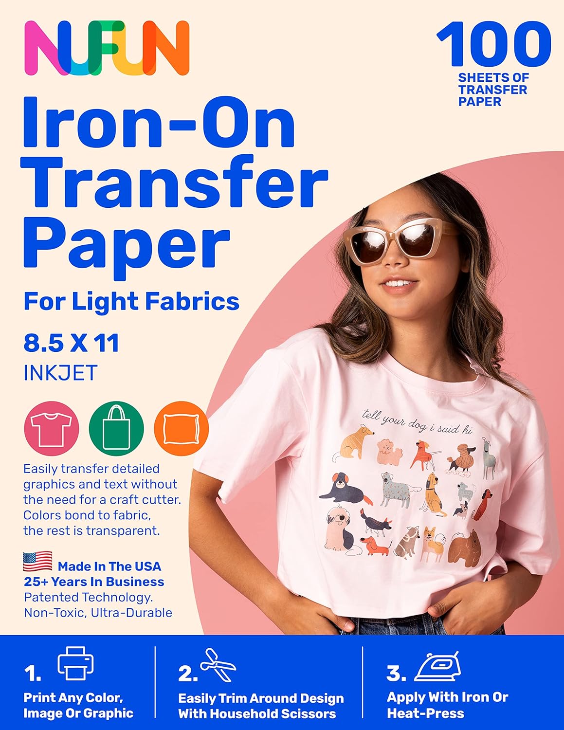 NuFun Activities Printable Iron-on Heat Transfer Paper for T Shirts