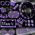 NBTEPEM Purple Violet Bling Car Accessories Set 27 pcs - Stylish