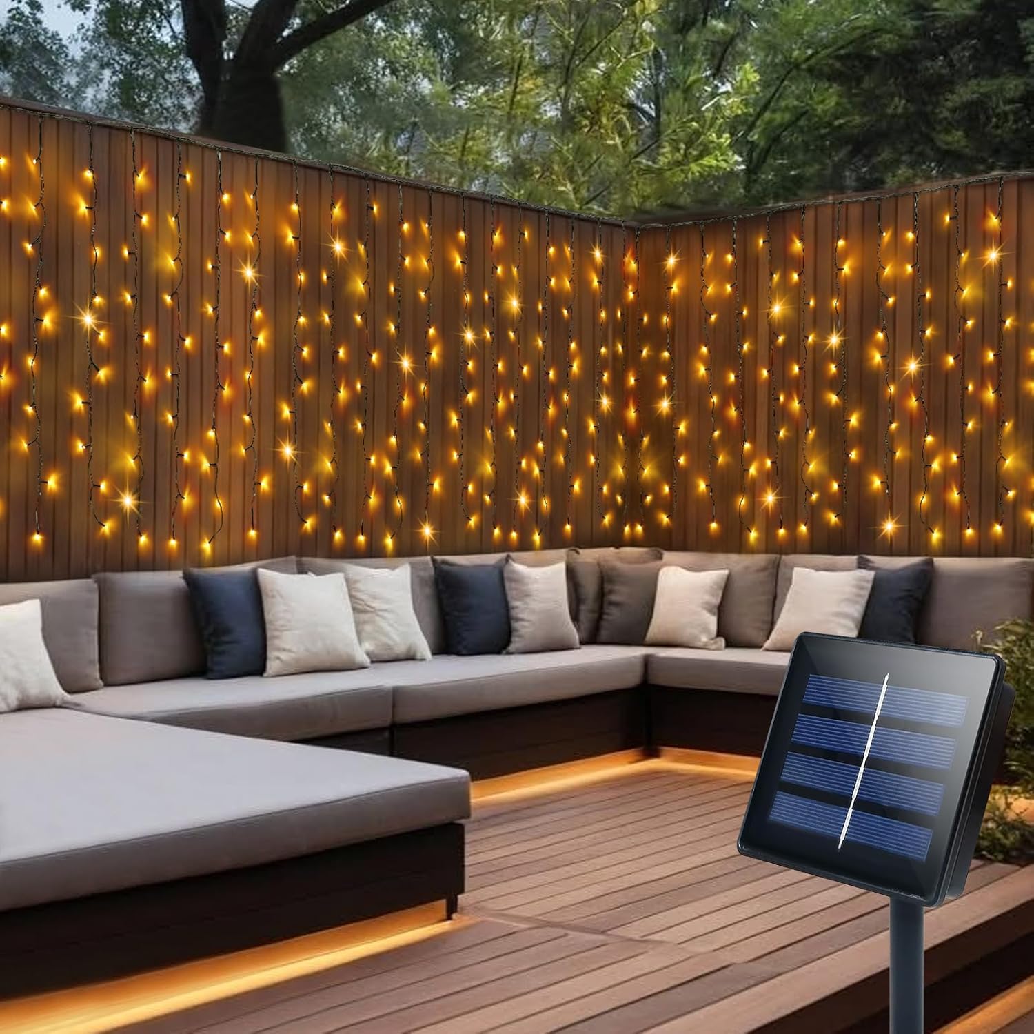 DBFAIRY 200 LED Solar Curtain Lights - 8 Modes, Waterproof, Garden Decor