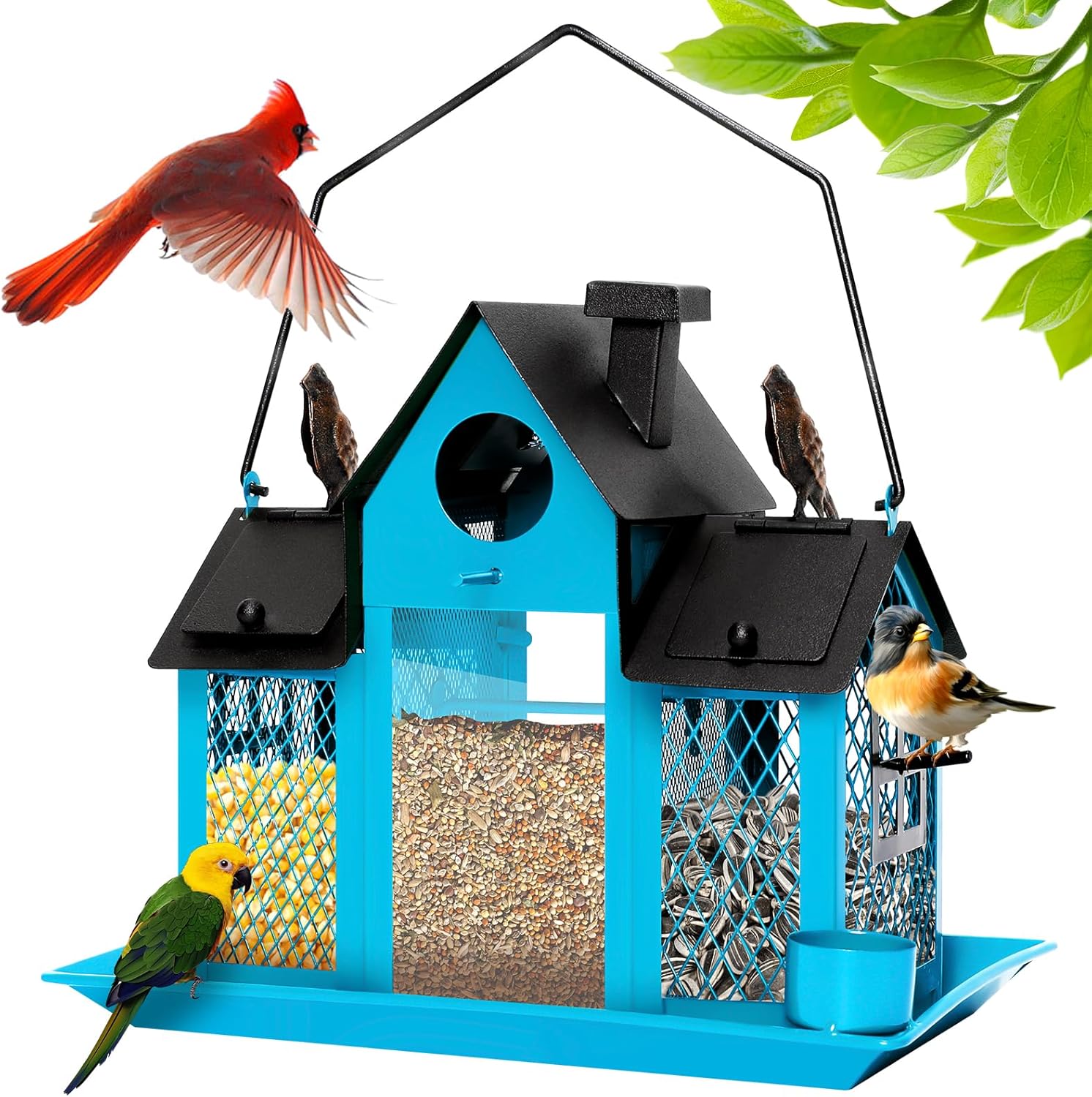 Solar Bird Feeders House for Outdoors with Large Capacity