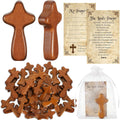 Kigley 60 Set Small Wooden Crosses and Prayer Cards - Bulk Church Gift
