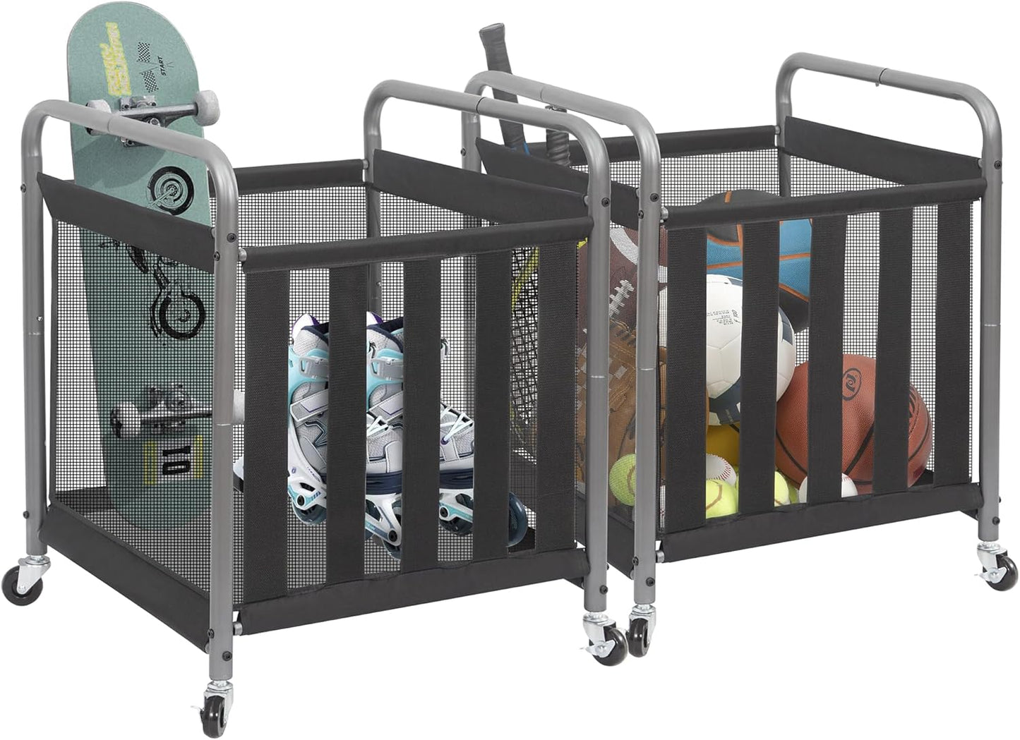 Durable Ball Storage Bin Rolling Sports Ball Cart for Organizing