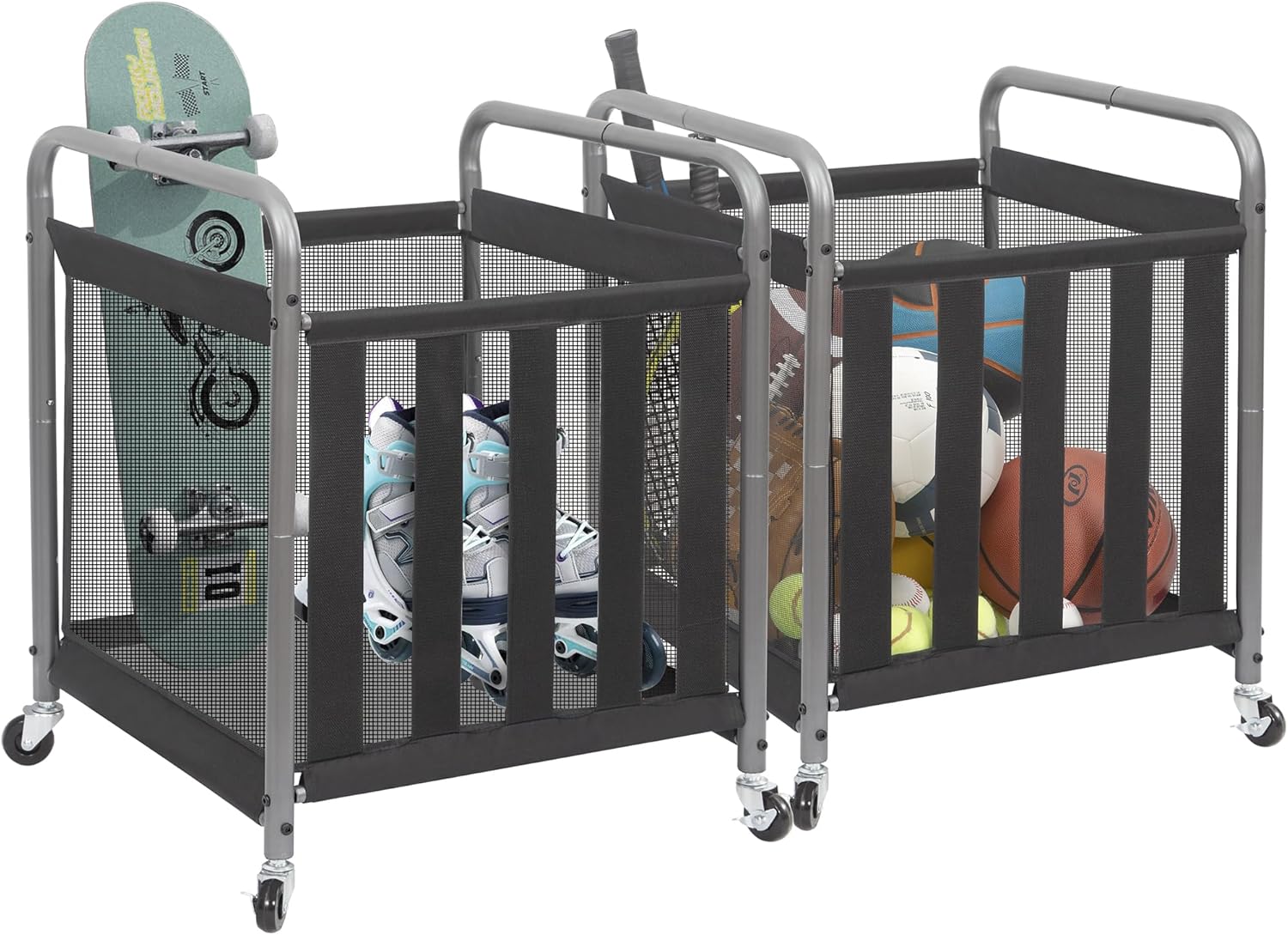 Durable Ball Storage Bin Rolling Sports Ball Cart for Organizing