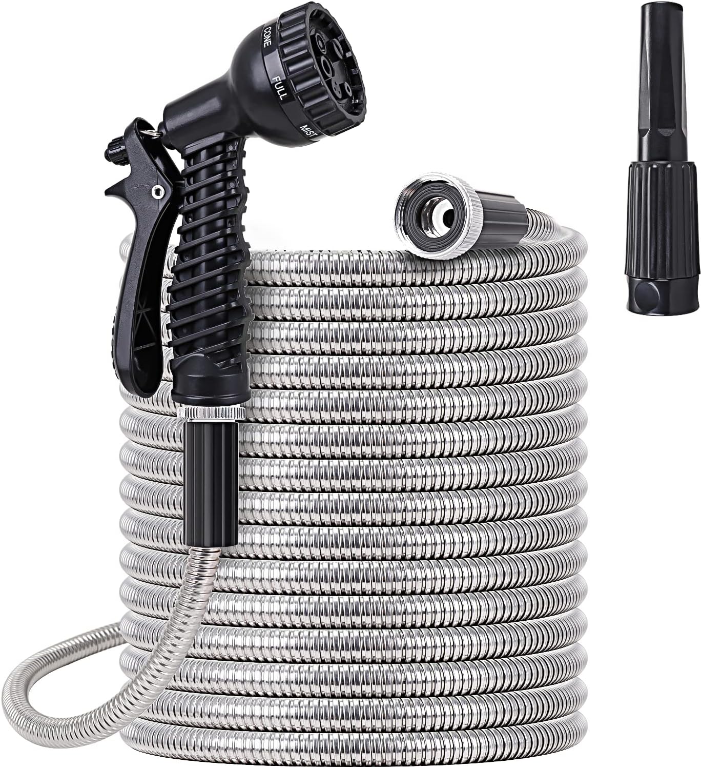 FOXEASE Metal Water Hose 100 ft - Heavy Duty & Kink Free