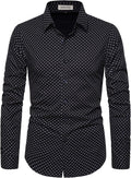 Men's Printed Cotton Long Sleeve Dress Shirt - Comfortable Fit