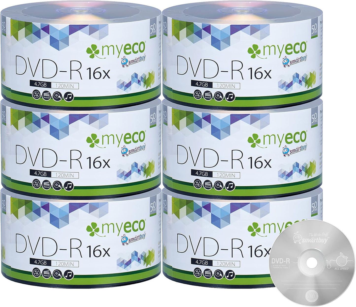 300 Pack MyEco DVD-R 16X 4.7GB Blank Media Record Discs