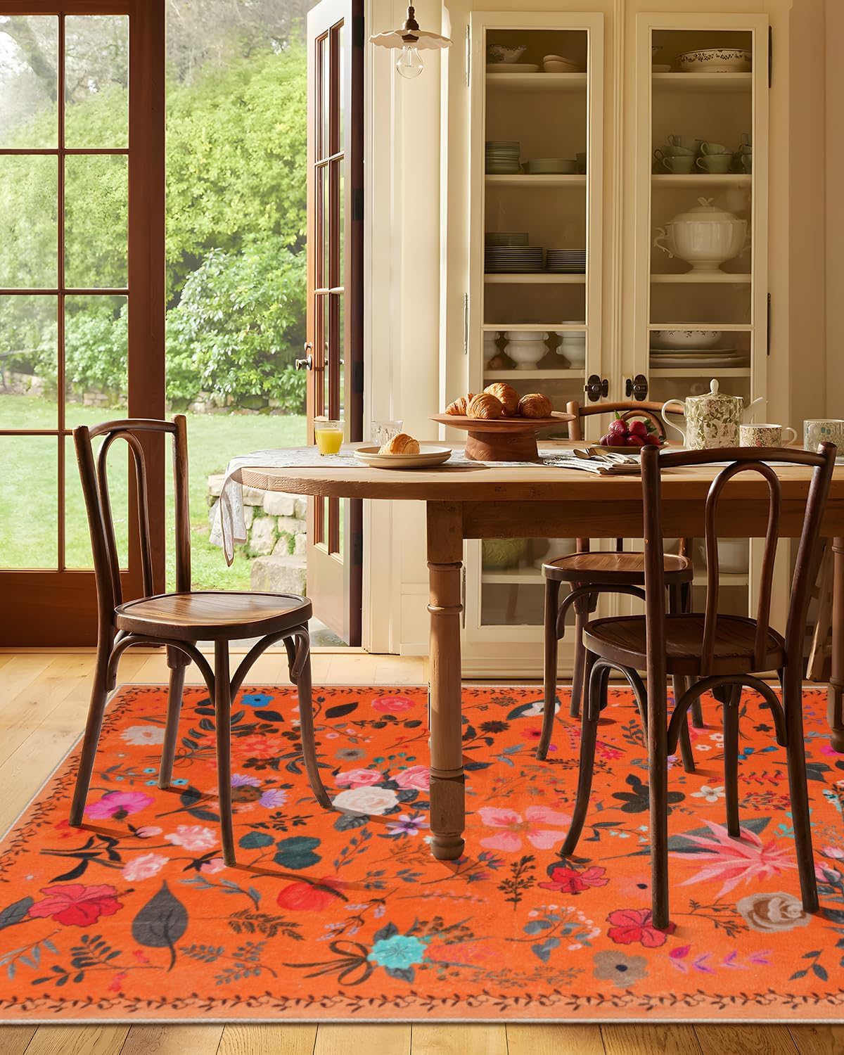 Boho Washable Area Rug 6x9 for Living Room and Bedroom Use