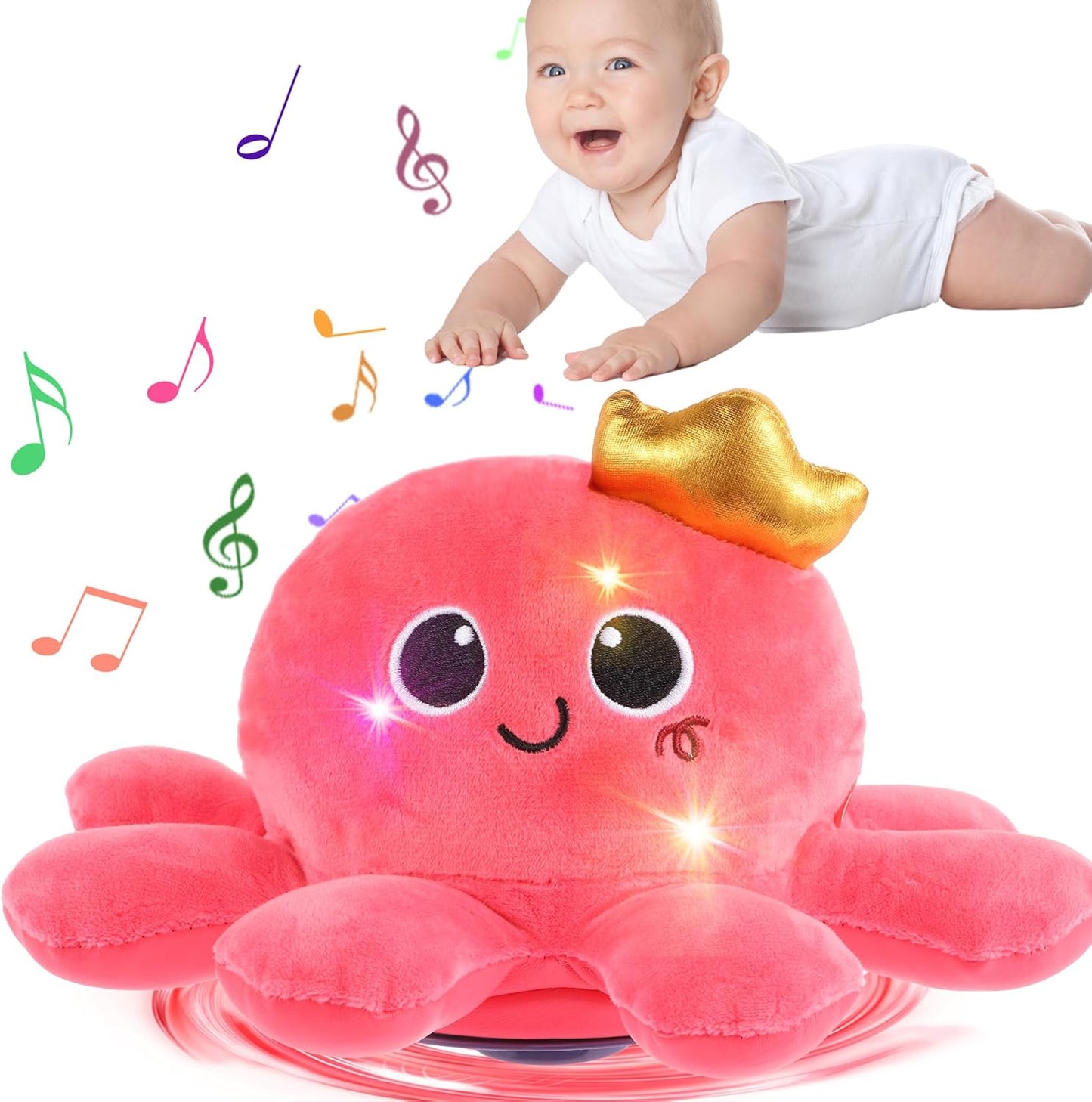 Interactive Clapping Octopus Toy - Lights, Music, Voice Control - Ages 2+
