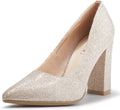 IDIFU Women's Chunky-HI 4in Block High Heels - Sleek Pointed Pumps