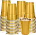 Mimorou 200 Pack Plastic Cups 16 oz - Bulk Gold Party Cups