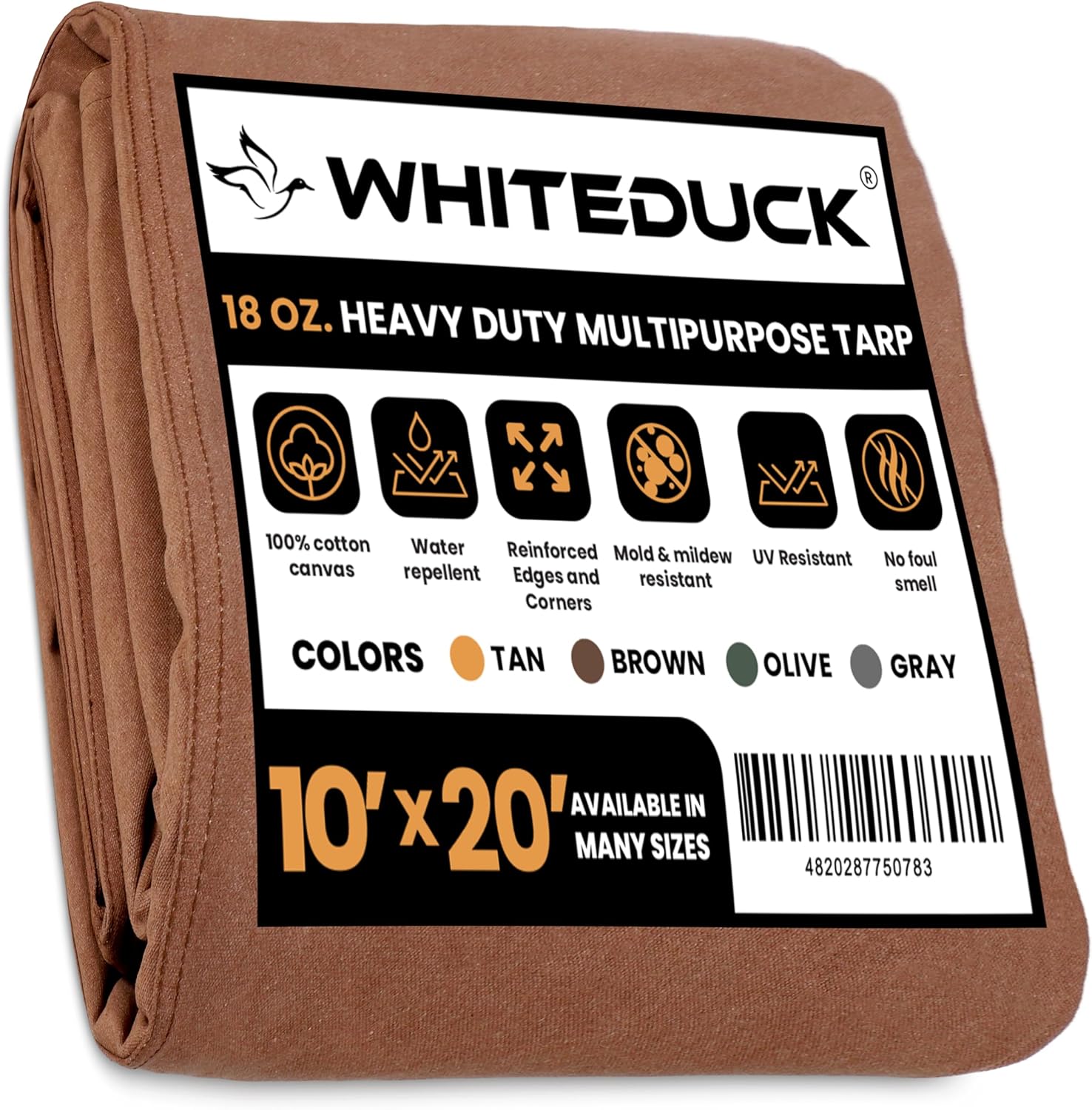 WHITEDUCK Heavy Duty Waterproof Canvas Tarp for All Seasons