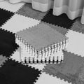 Foam Floor Mat 72pcs White Gray Black - Soft Plush Interlocking Tiles
