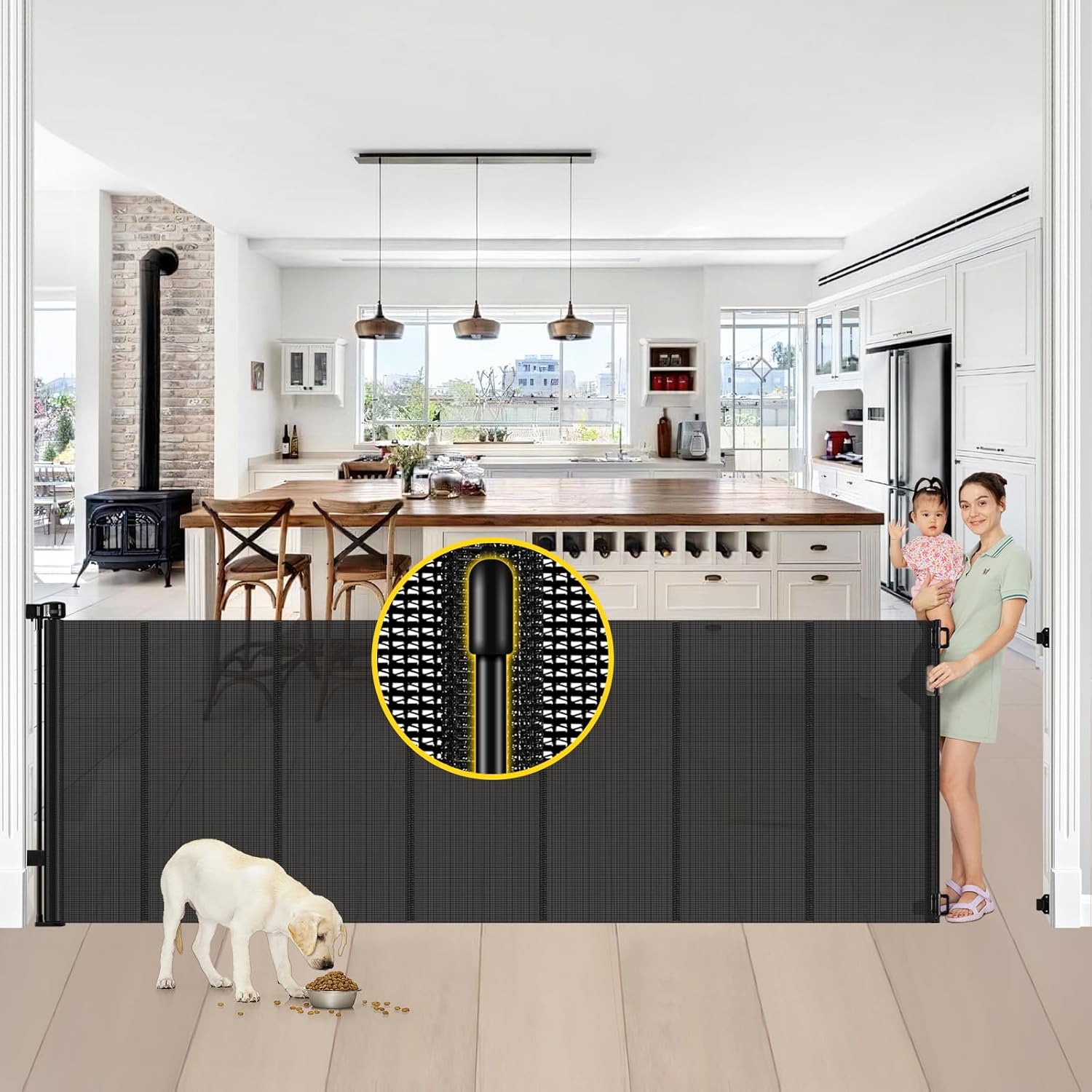 Reinforced 42 Tall x 100 Extra Wide Retractable Baby Gate