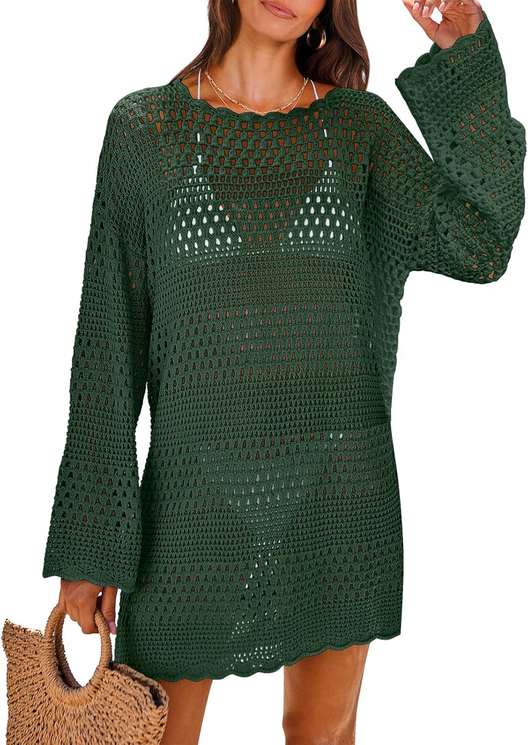ANRABESS Women Swimsuit Crochet Swim Cover Up for Summer Fun