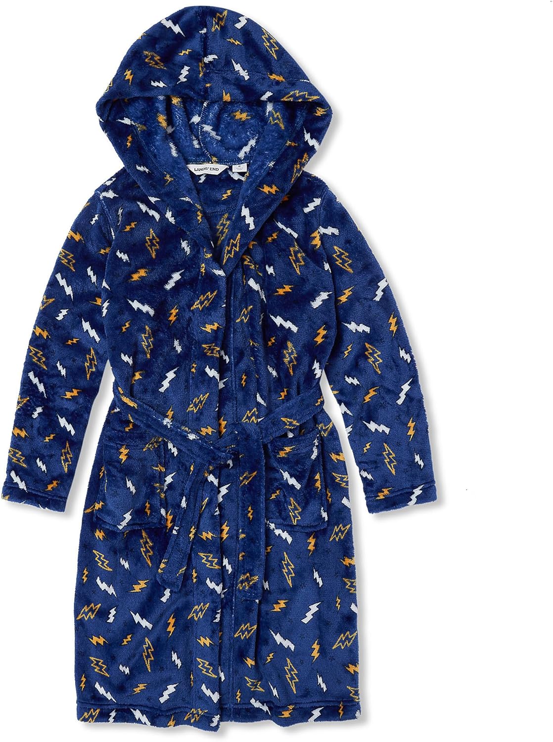 Lands' End Kids Hooded Fleece Solid Robe for Cozy Comfort