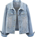 Ladyful Women's Bride Casual Jean Jacket Distressed Denim Jacket