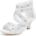 Gold Glitter Girls High Heels Party Sandals - Low 1.5in Heel