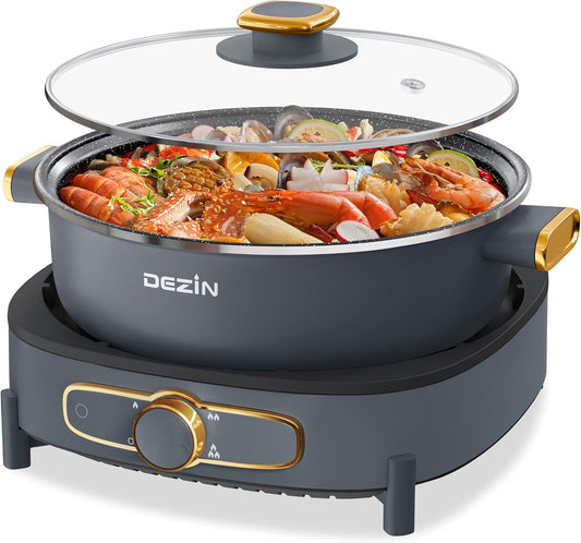 Dezin Electric Shabu Shabu Pot with Removable Non-Stick Design