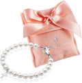 Baby Crystals Sterling Silver Cross Pearl Bracelet for Infant Baptism