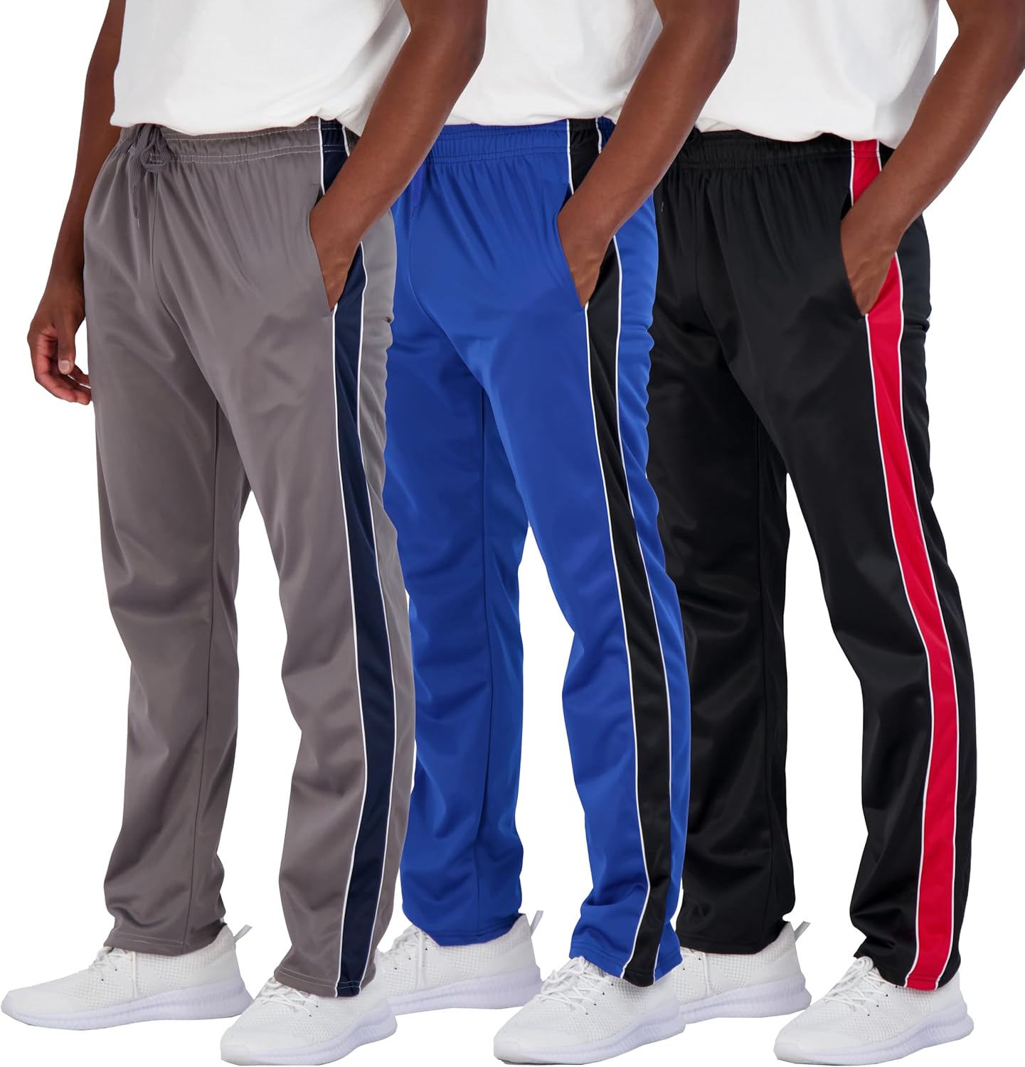 Men's Active Athletic Casual Tricot Open Bottom Sweatpants