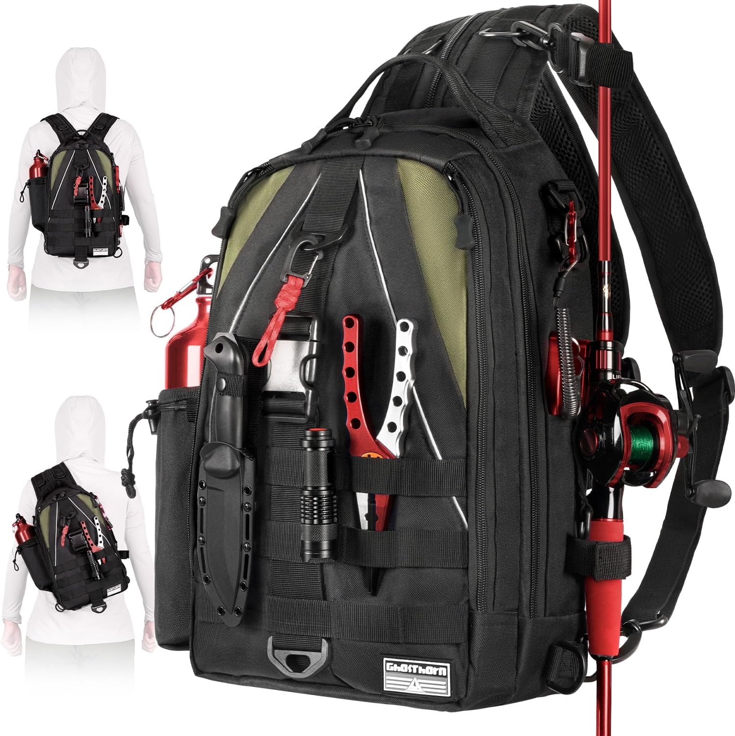 Ghosthorn Fishing Backpack - Rod Holder & Tackle Box Combo