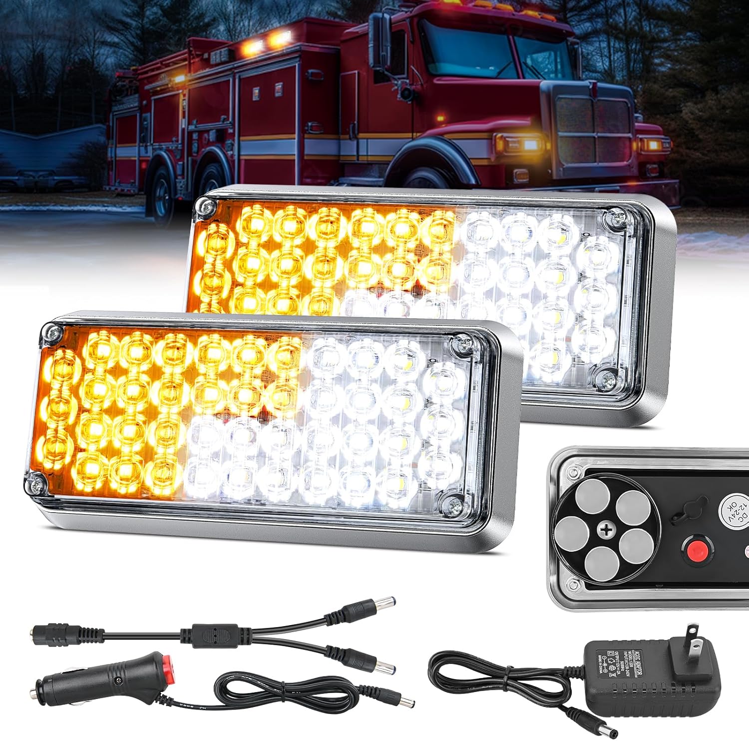 Nilight 2PCS 42LED Amber White Wireless Magnetic Strobe Lights