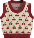 CIDER Sweater Vest Women Sleeveless Cropped Cute Graphic Tops