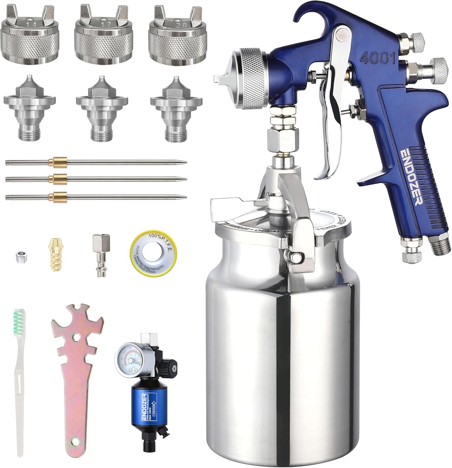 ENDOZER Professional Siphon Feed Spray Gun for Paint Projects