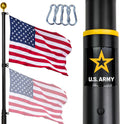 25FT Telescoping Flagpole Kit for Outside House - Anti Tangle Swivel