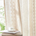 Boho Curtains Linen Blend Ivory for Living Room 63 Inches Long