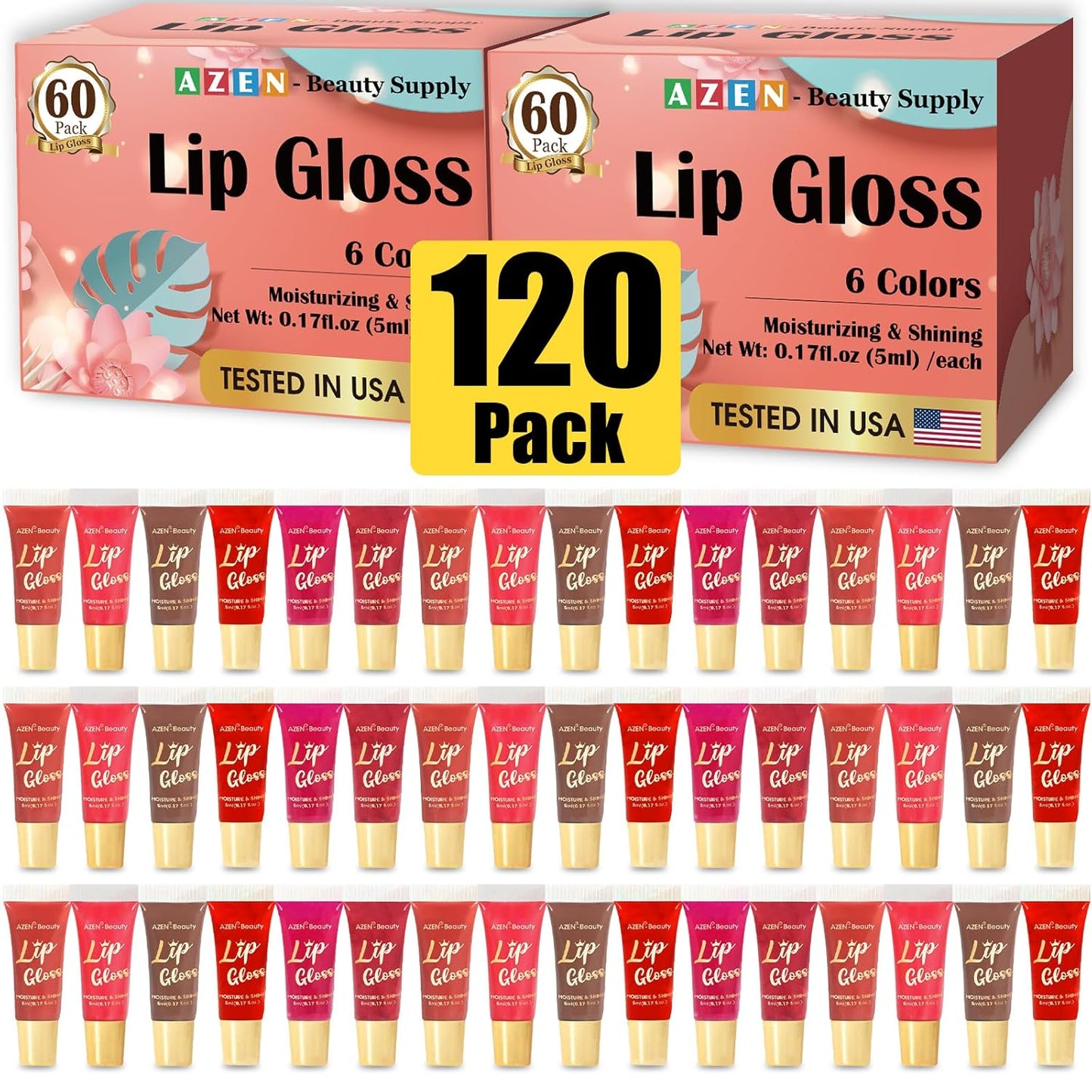 120 Pack Lip Gloss Set for Moisturizing and Hydrating Lips