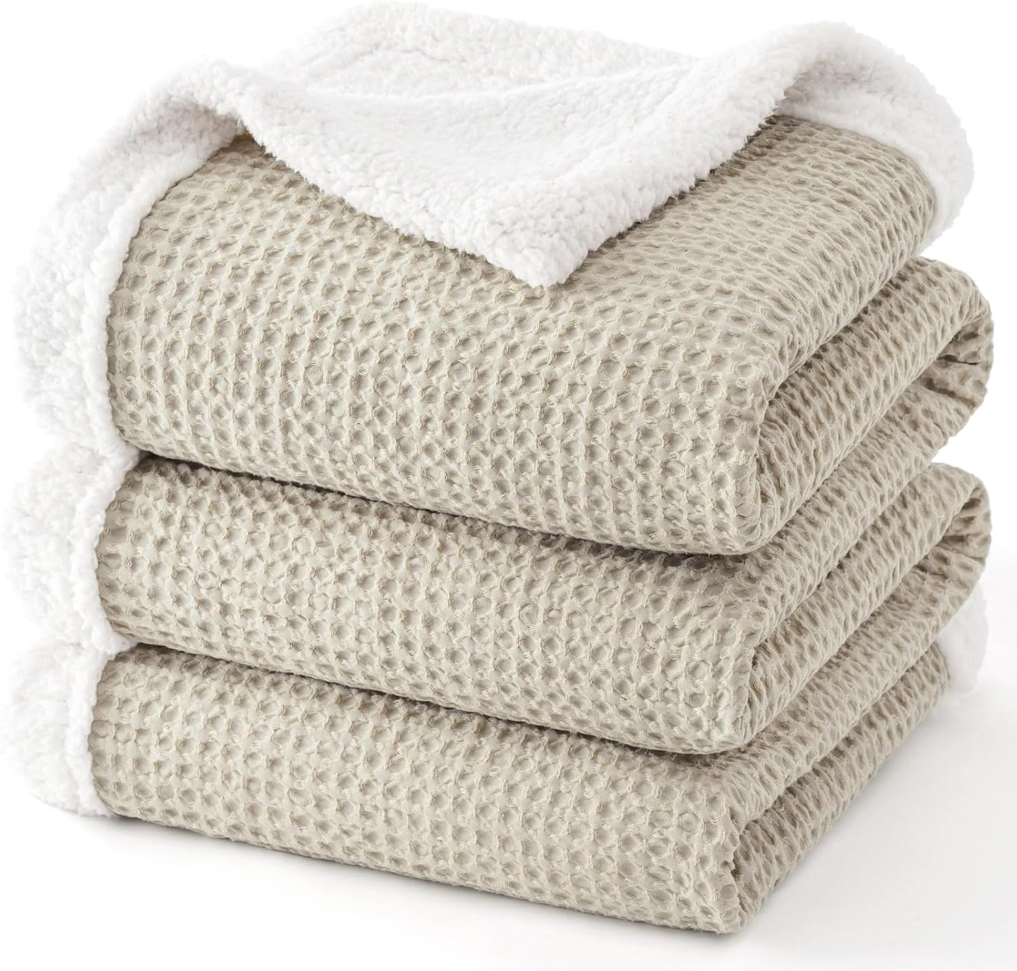 PHF Waffle Sherpa Blanket King Size for Cozy Winter Comfort