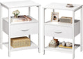Huuger Nightstand Set of 2 with Fabric Drawer and Mesh Shelf