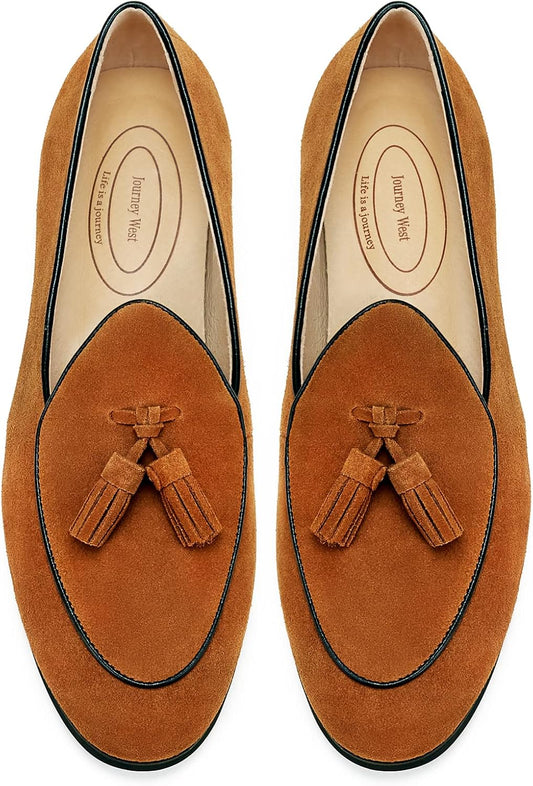 Journey West Men's Vintage Loafers - Stylish Casual Slip-ons