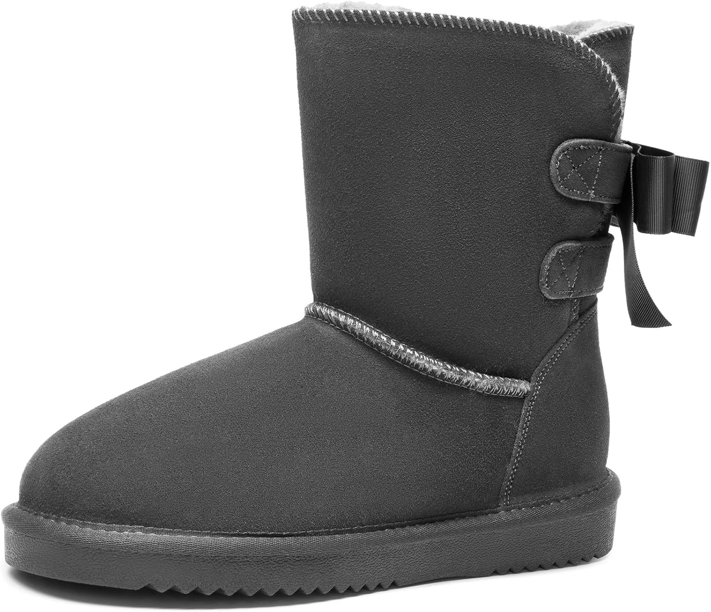 DREAM PAIRS Women's Winter Snow Boots with FuzzyChic Bow Design