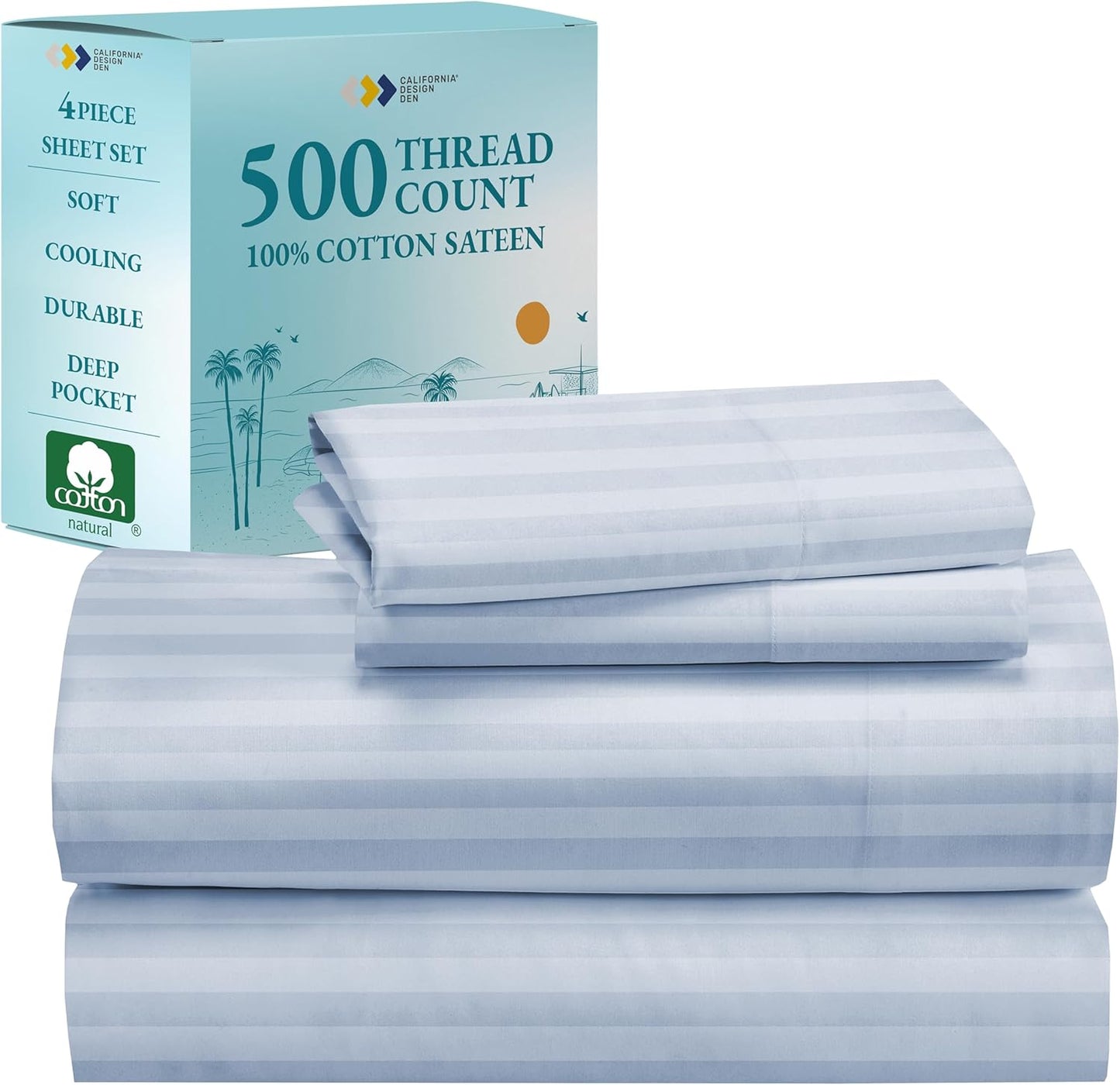 Queen Sheets Set Cotton Soft 100% Cotton Cooling Sheets